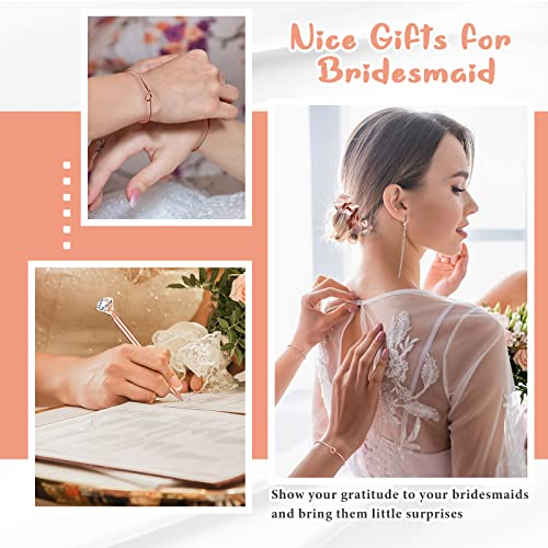 Romooa 24 Pieces Bridesmaids Proposal Gift Set Maid Of Honor Stemless Champagne Flutes Bridesmaid Tumblers With Hair Scrunchies Bracelet Knot Diamond Pen For Bridal Shower Bachelorette Party #TOP12