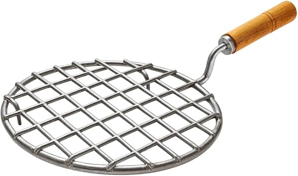 Round Roaster Papad Jali Roaster, Paneer Grill, Roti Maker Barbecue Jari Roaster Chapati Toast Grill Wood Handle Vegetable Tandoor Net