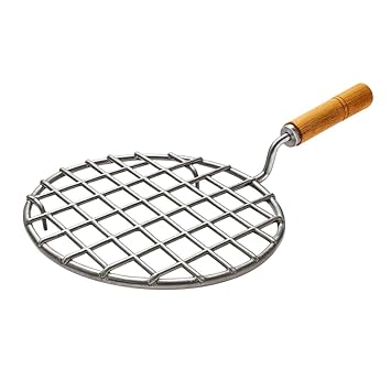 Round Roaster Papad Jali Roast, Paneer Grill, Roti Maker, Barbeque Jali Roaster Chapati Toast Grill Wooden Handle Vegetable tandoor net,