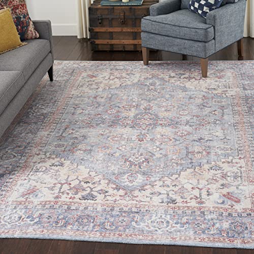 Nicole Curtis Machine Washable Series 1 Bohemian Blue/Multi 9'2" x 12' Area-Rug, Easy-Cleaning, Non Shedding, Bed Room, Living Room, Dining Room, Kitchen (9x12)