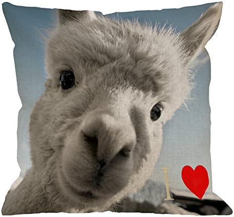 HGOD DESIGNS Funny Llama Pillow Cover Case Decorative I Love Llama Cotton Linen Throw Pillow Case Cushion Cover Standard Pillowcase for Home Sofa Armchair Bedroom Livingroom 18 x 18 inch
