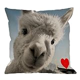 HGOD DESIGNS Funny Llama Pillow Cover Case Decorative I Love Llama Cotton Linen Throw Pillow Case Cu