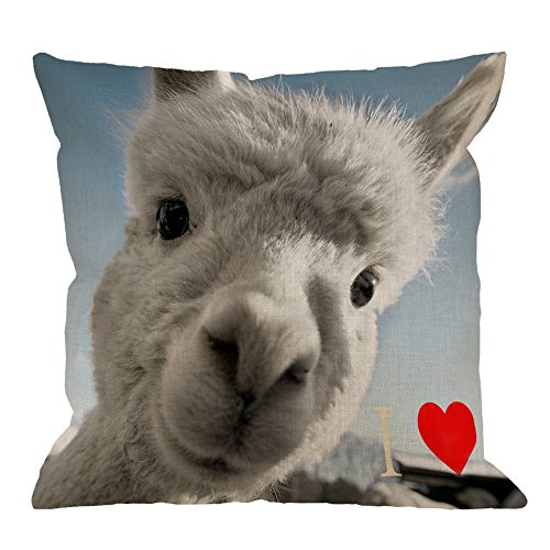 Hgod Designs Funny Llama Pillow Cover Case Decorative I Love Llama Cotton Linen Throw Pillow Case Cushion Cover Standard Pillowcase For Home Sofa Armchair Bedroom Livingroom 18 X 18 Inch #TOP4