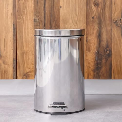 Danube Home Falcon 12L Stainelss Steel Dustbin 25X25X39Cm Chrome