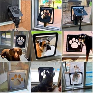 NAMSAN Dog Screen Door, Flap Opening 12 x 14 inches, Dog Door for Screen Door, Magnetic Self-Closing Large Pet Door for Sliding Door, Screen Door with Doggie Door Built in, Lockable, Black