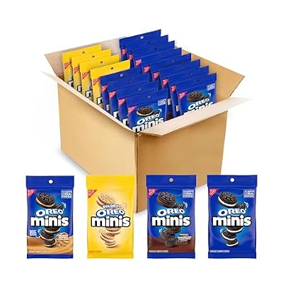 OREO Minis Sandwich Cookies Variety Pack, Original Creme, Chocolate Creme, Peanut Butter Chocolate, and Golden OREO, 16-3 oz Bags