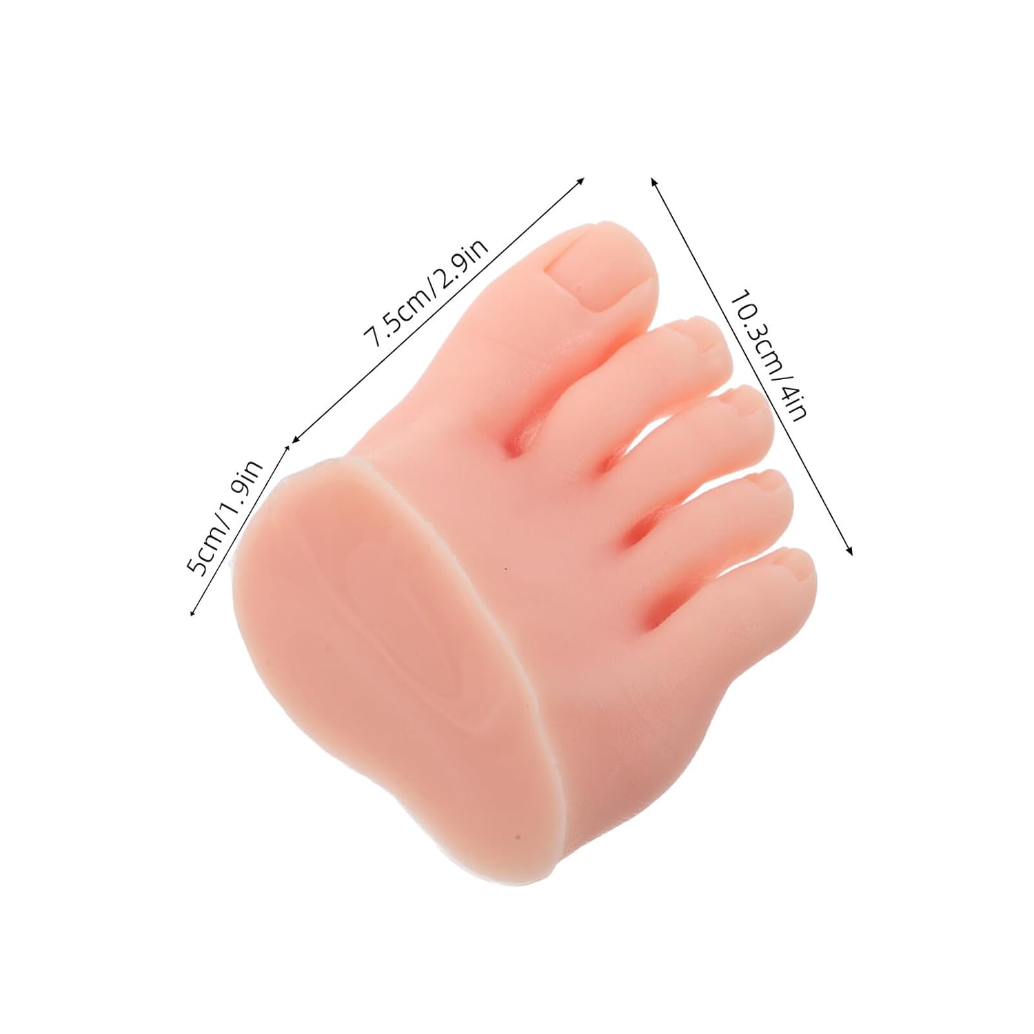 SEWACC Silicone Manicure Practice Foot Model for Nail Art Training, Soft Reusable Faux Right Foot with Acrylic Nail Tips, Flexible Pedicure Tool for Beginners and Professionals