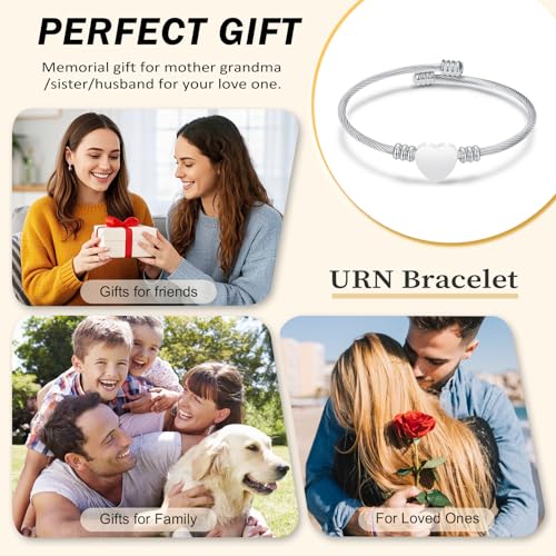 Oinsi Heart Urn Bracelet for Women - Cremation Bracelet for Ashes Stainless Steel Memorial Ashes Keepsake Gift Cuff Bangle for Loved Ones-Sliver by Oinsi - Image 6