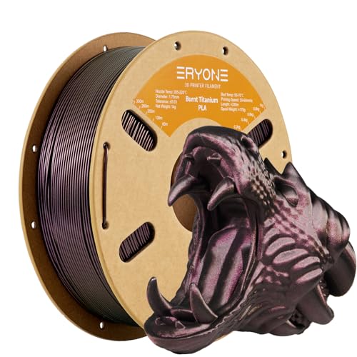 ERYONE Color Changeable PLA Filament 1.75mm +/-0.03mm for 3D Printer, Chameleon Changing Colors by Light, Multicolor Glitter Burnt Titanium PLA 1kg(2.2lbs)/Spool, Red
