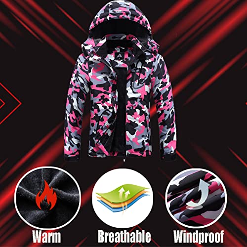 Moerdeng Women's Mountain Waterproof Ski Jacket Windproof Rain Windbreaker Winter Warm Hooded Snow Coat Xx-Large #TOP4