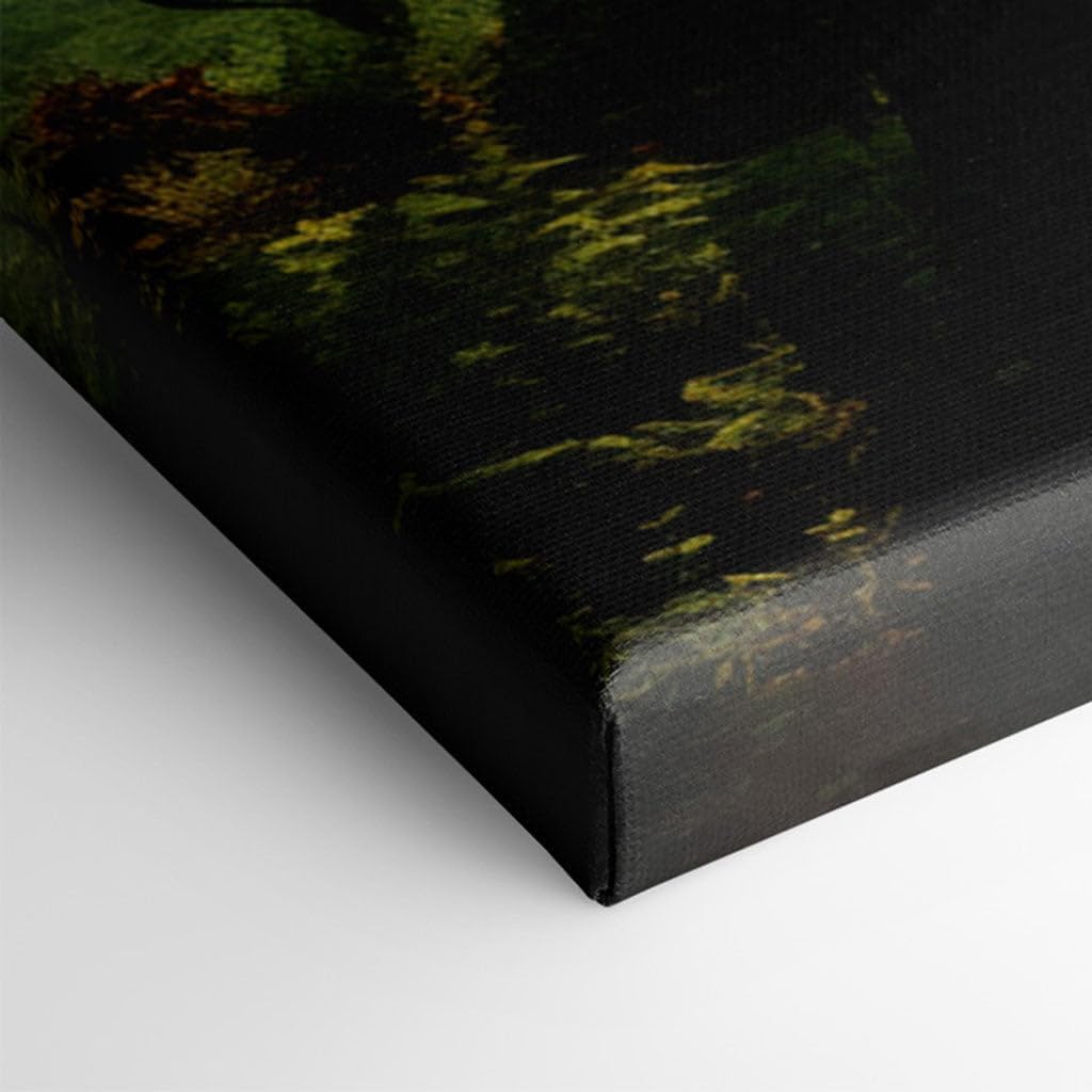 Canvas for Living room. Mystical Dawn in the Enchanted Forest: A Journey Through Mist and Greenery, 27 x 18 inch Canvas Wall Art - Ready to Hang - 69x46 cm (27x18 inch)