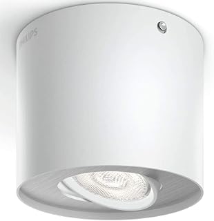 Philips Phase Decken-/Wandleuchte mit 1 Spot, dimmbar, 6,5 W, 2700 K, warmweißes Licht, weiß, IP20, flimmerfrei, blendfrei