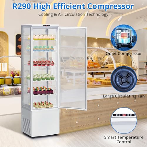 Image of Commercial Refrigerators, Commercial Display Refrigerator with Glass Door, 11.3 Cu. Ft Merchandiser Refrigerator, Fridge with Adjustable Shelves, Led Light, Drink Cooler for Home Restaurant, Black