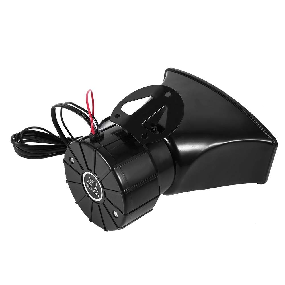 Diseño de 7 sonidos, 110dB-120dB DC12V Sirena de bocina alta 7 Sonidos Bocina PA Micrófono con de alarma contra incendios, ambulancia, sirena de policía y etc.100W Apto para coche Barco Van Ca