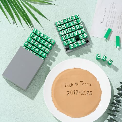 AceOrbit 72 Pcs Alphabet Stamps Set for Clay, 1/2''/12.7mm Pottery Letter Stamps for Clay Stepping Stone Mold, Traditional Letters and Numbers Concrete Molds for Ceramics DlY Names(Green) by AceOrbit - Image 6