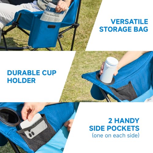 Youtanic Oversized Folding Rocking Camping Chair, Padded Portable Rocking Chair with Pockets, Cup Holder and Carry Bag, Heavy Duty Outdoor Rocker Patio Chair for Garden, Lawn, Yard, Up to 400lbs — view 6
