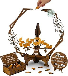 Rustic Wooden Wedding Guest Book Alternative Tree, Wedding Registry Ideas, Personalized Wedding Guest Book Drop Box, Tree with Leaves - Unique, Elegant Wedding Wooden Guest Book