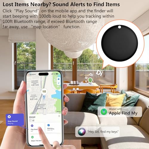 Frylaa Air Tracker Tags GPS Tracker Case,Mini Key Item Finder Locator,No Monthly Fee with Apple Find My(iOS only),Anti-Lost Bluetooth Tag ItemTracker Case for Luggages/Kids/Pets/Wallet/Bag-1Pcs-Black - Image 4