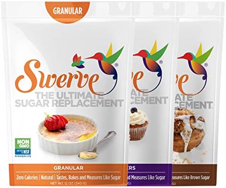 Swerve Sweetener Granular, Brown and Confectioners Baker's Trio - Sugar Substitute, Zero Calorie, Keto Friendly, Zero Sugar, Non-Glycemic, 12oz, 3 Pack