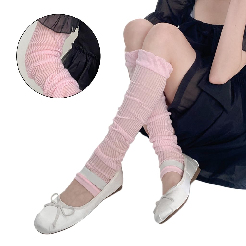 Leg Warmers Toeless Grip Over The Knee Socks,Thin Mesh Lace Foot Socks Leg Sleeves for