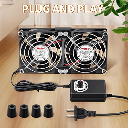 Wathai 80Mm X 25Mm Computer Fan With Ac Plug, Dual Ball Big Airflow Variable Speed Controller Ac 110V 120V 240V For Playstation Router Laptop Pc Receiver Dvr Xbox Modem Av Cabinet Electronics Cooling #TOP3