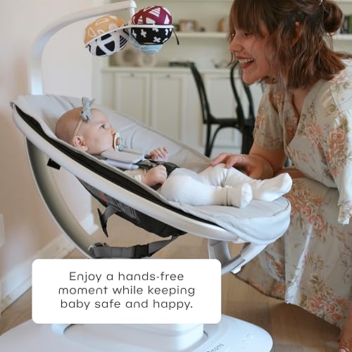 4moms MamaRoo Multi-Motion Baby Swing in Classic Grey with Mesh Infant Insert, Mint - Thumbnail 5