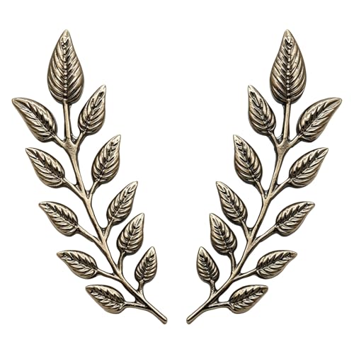 Image of coadipress Gentlemen Gold Silver Leaf Brooches Simple Elegant Retro Double Leaf Collar Pin Brooch Gold Silver Plant Leaves Brooches