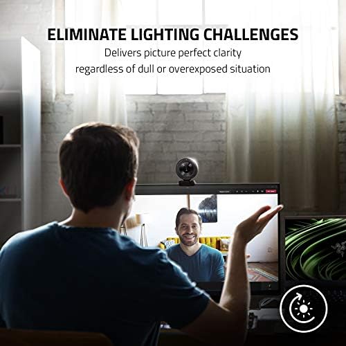 Razer Kiyo Pro - USB Streaming Camera with High-Performance Light Sensor and Stand (Webcam, Full HD Video 1080P, 60 FPS, HDR, Wide-Angle Lens, Open Broadcaster Software, Xsplit) Black