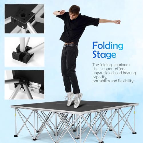 Image of 4Pcs Foldable Platform Stage, 8'x8' Wedding Stage Platform