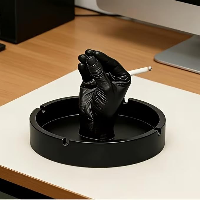 Creative 3D Printed Funny Hand Gesture Ashtray Trendy Modern Decorative Ashtray for Desktop Home Office Living Room Unique Cool Smoking Accessory Gift for Smokers