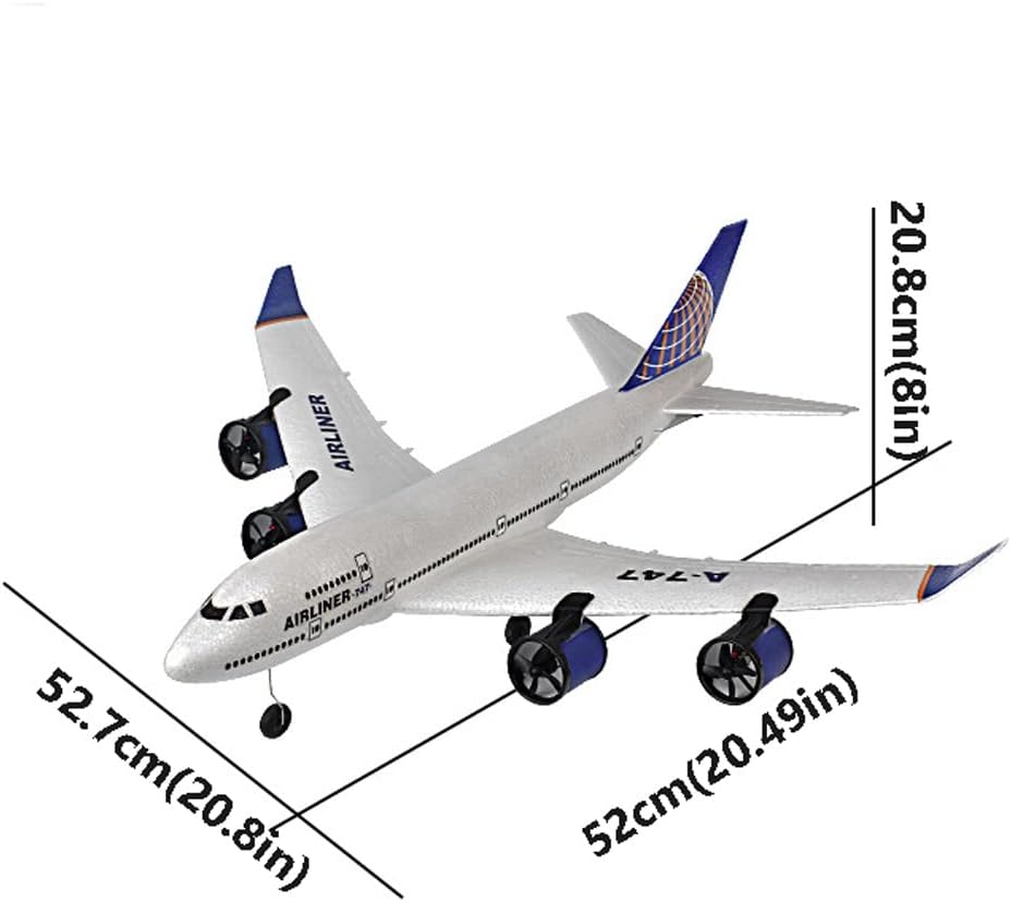 RC Plane Simulation A-747 Passenger Aircraft 2.4GHZ Rc Aircraft Glider, 360° Rollover Automatic Gyroscope Balance Airplane, 3-Channel Fixed-Wing RC Drone Toy with LED Searchlight