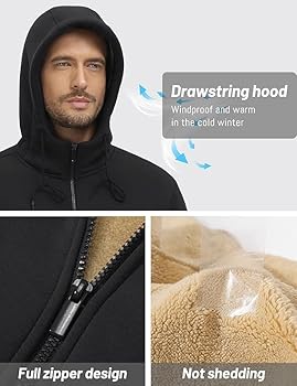 TACVASEN Mens Zip Up Hoodie Fleece Lined Hoodies Sweatshirts