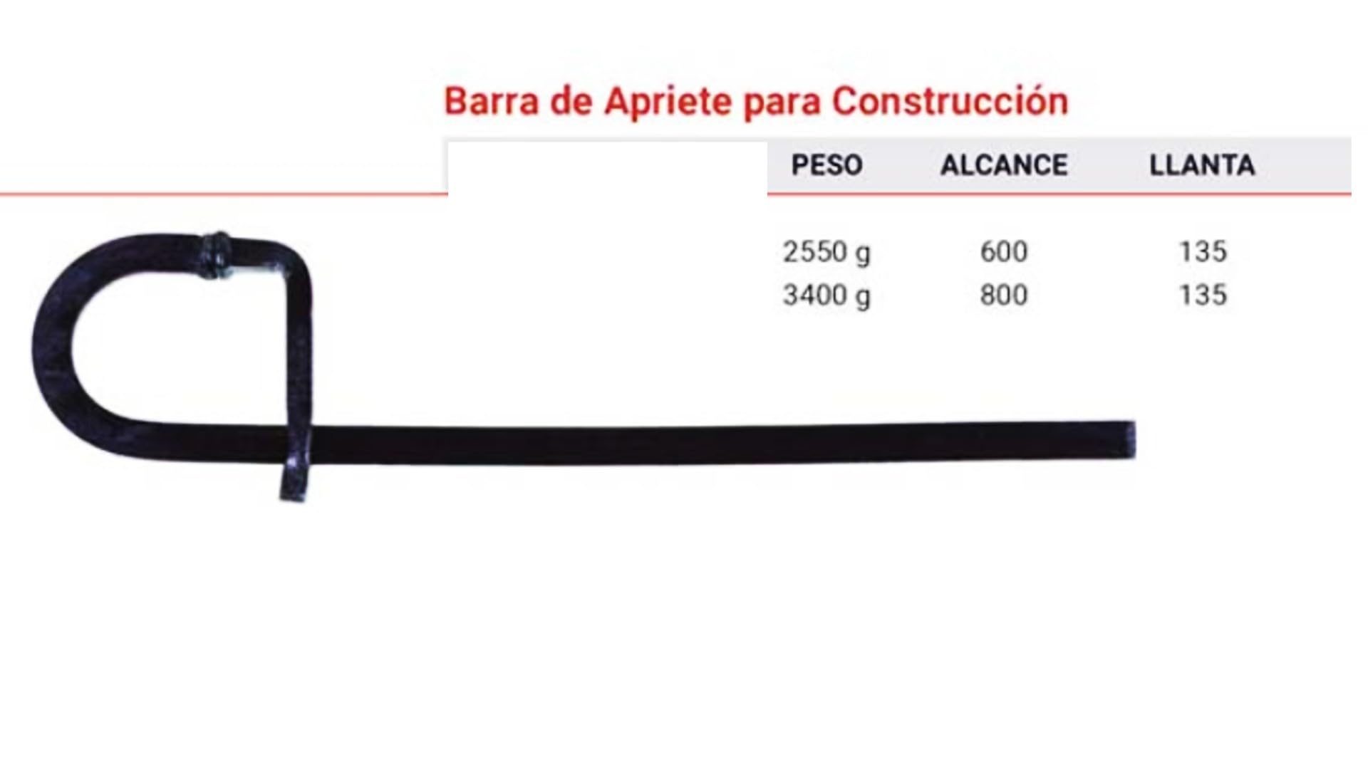 Bricoloco Barra de apriete para construcción - Herramientas para Encofrados y albañilería. Sargento de apriete para encofrar. (4, 2550 gramos (apertura 600 mm))