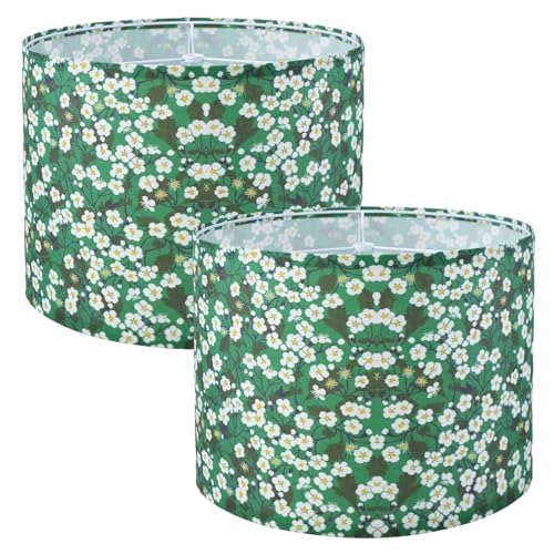 TAaMTYH Large Lamp Shades Set of 2,13"Dx10" H,Flax Plant Pattern Drum Shade