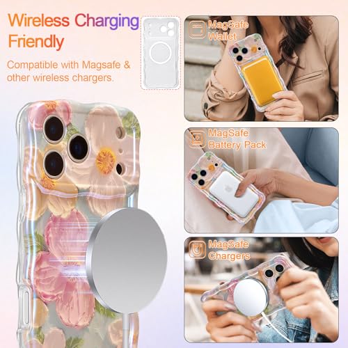 EYZUTAK Magnetic for iPhone 17 Pro Case, Colorful Oil Painting Flower,Green by EYZUTAK - Used condition - Image 3