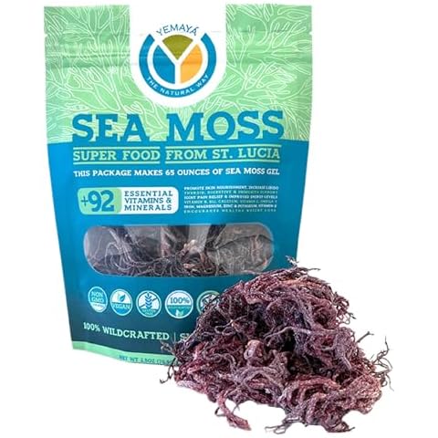 YEMAYA THE NATURAL WAY Yemayá Organic Dried Sea Moss, Organic Sea Moss Supplement, Raw Sea Moss Wildcrafted to Elevate Immunity | Digestion & More, Gluten & Additive Free | Purple, 2.5 oz Cover