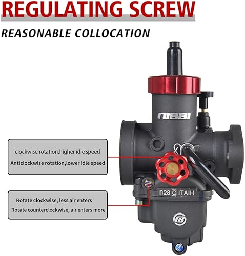 Miniatura 4 de NIBBI Kit de carburador PE28FL, carburador de motocicleta PE28mm con filtros de aire de 1.81 pulgadas para motocross, mini bicicleta, pit bike