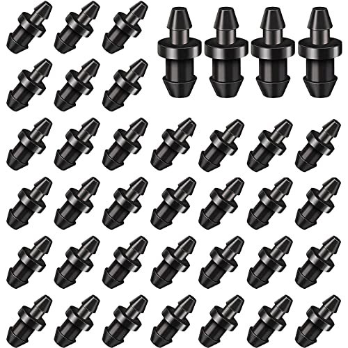 100 Pcs 1/4 Goof Drip Line Plugs Irrigation Black Barbed Hose End Plug Irrigation End Plugs for Drip...