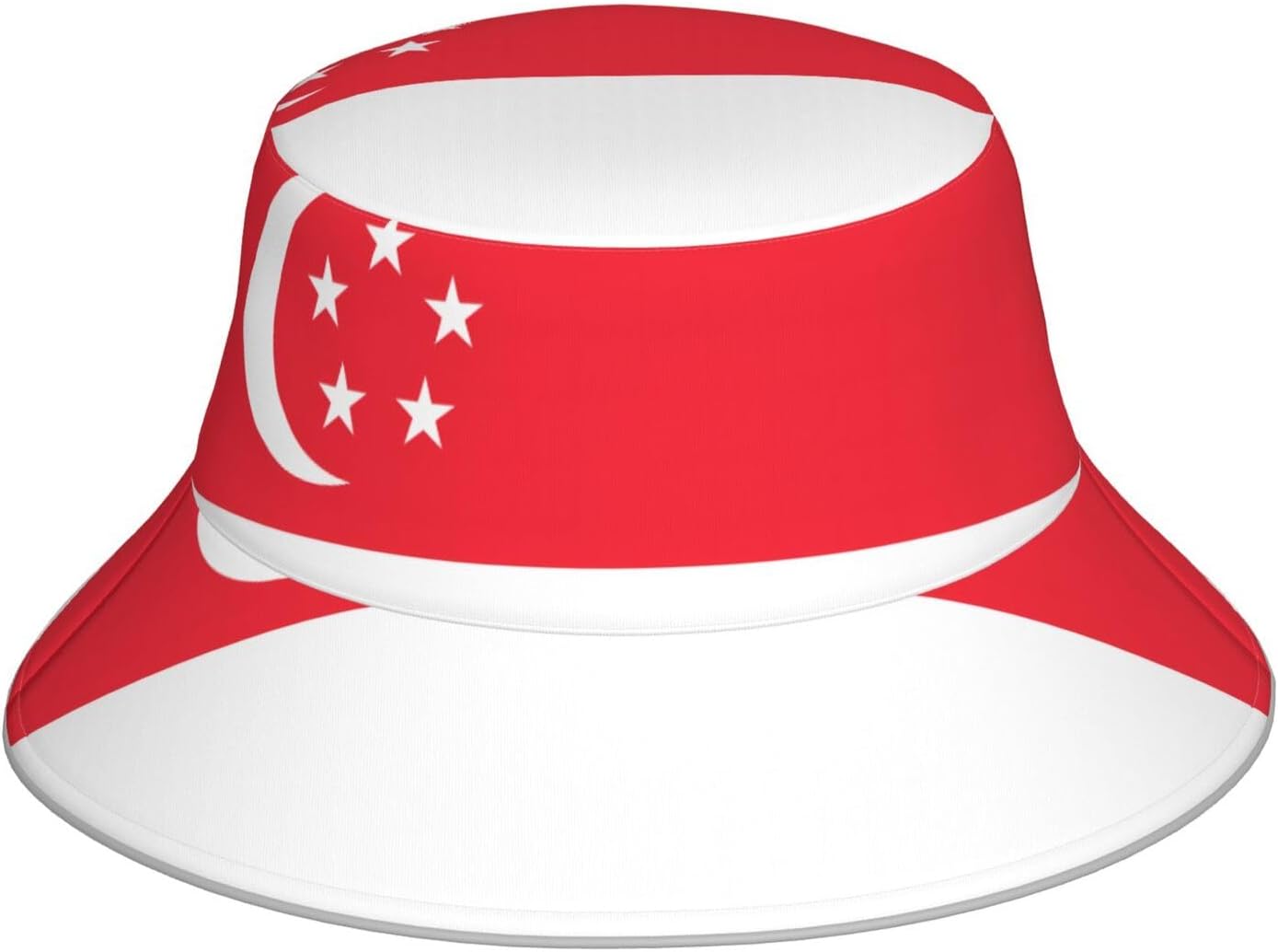 Bucket Hat with Unique Singapore Flag Print Stylish Breathable Foldable Versatile Outdoor Accessory Black