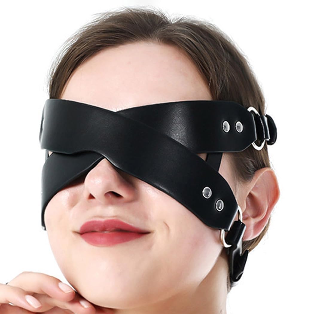 Nicute Women Leather Masquerade Mask Halloween Black Eye Mask for Cosplay Party Mask Costume Accessory