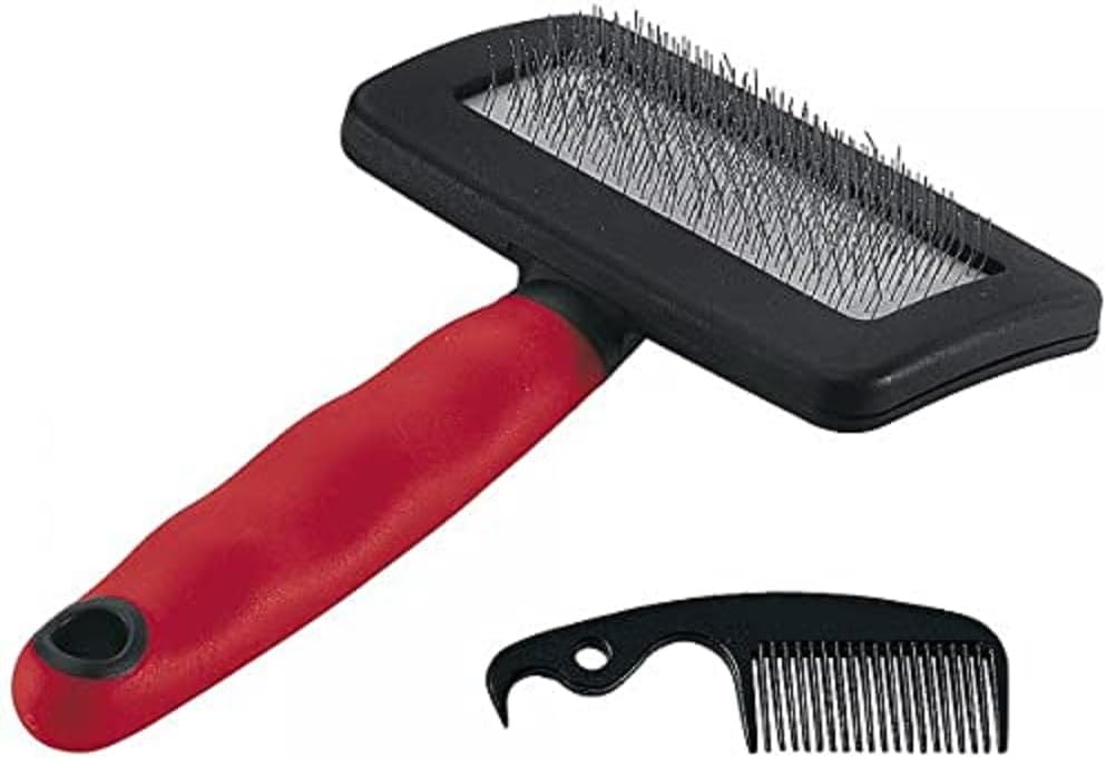 Ferplast Carding brush for dogs and cats GRO 5944, Hair remover comb included, Ideal for medium and long haired animals, 16 x 9,8 x h 3,3 cm