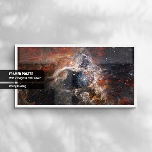Canvasway - Tarantula Nebula Jwst James Webb Space Telescope Photos, Ngc 2070, Wall Art Picture On Black Framed Poster Print For Home Decorations And Gifts (28"X56") #TOP3
