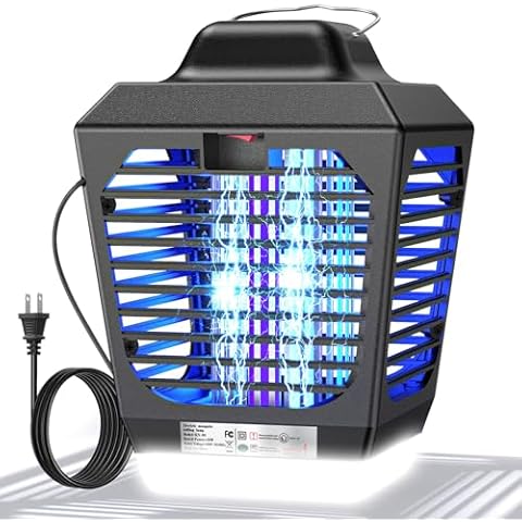 New Fi Bug Zapper Outdoor,Two-Color Insect Zapper with LED Light,Waterproof Mosquito Killer,Fly Zapper,Insect Zapper Outdoor Indoor for Home,Kitchen,Backyard,Camping, Brown Cover