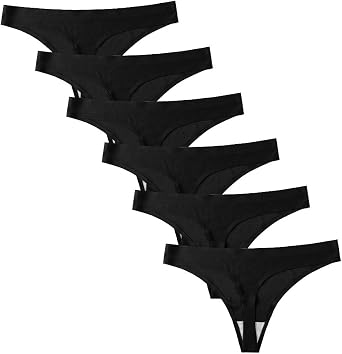 Lingerie Women 6 Pack Seamless Thongs Underwear Ice Silk Comfy G-string Panties