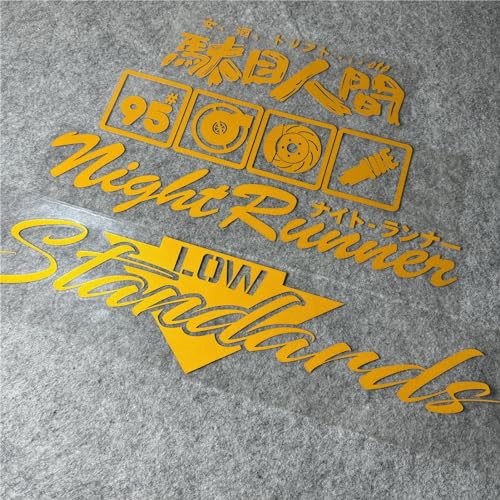 Image of Car Stickers for Night Runner Low Standards 95# Turbo Decal Auto Rear Windshield Window Tape 1 Set (Yellow)
