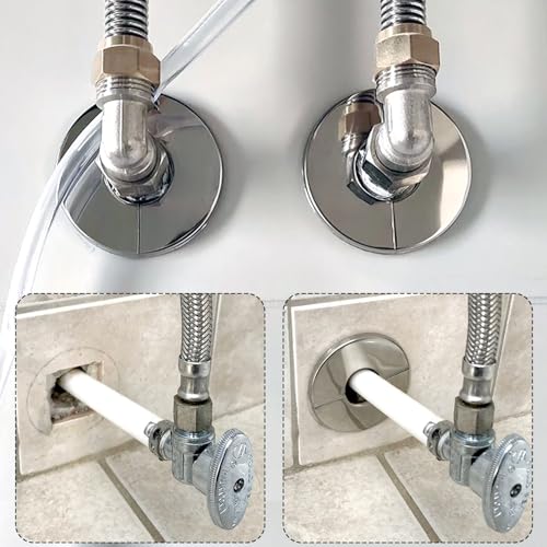 3 Pcs Wall Split Flange, Self-Adhesive Round Escutcheon Plates, Stainless Steel Pipe Hole Cover Plate, Plumbing Wall Cover, for 28 mm/ 1.1 Inch Diameter Water Pipe, Faucet Decoration Accessories - Thumbnail 7