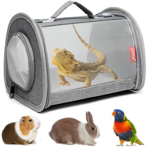 Ioview Guinea Pig Carrier Travel Small Animal Carrier Bag Lizard Bird Rabbit Carrier Cage Squirrel Breathable Bag Portable Travel Hamster Small Pet Hangbag (Large, Gray) Cover