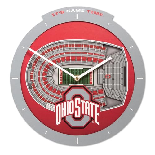 YouTheFan NCAA Ohio State Buckeyes StadiumView 3D Wall Clock