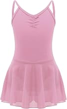 Girls Gymnastics Leotard Dress Ballet Leotard Cotton Bodysuit Classic Tutu Ballet Clothes Sleeveless Chiffon Skirts Dance Training