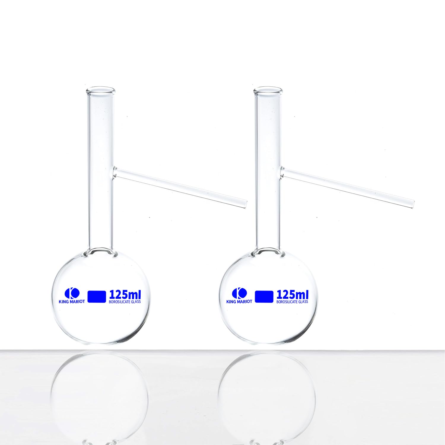 King Mariot Engler Distilling Flask | 125ML Capacity| Borosilicate 3.3 Glass | Precise & Ideal for Chemical Reactions and Distillation | Ideal for Chemistry and Biology Laboratories (2 Pcs)